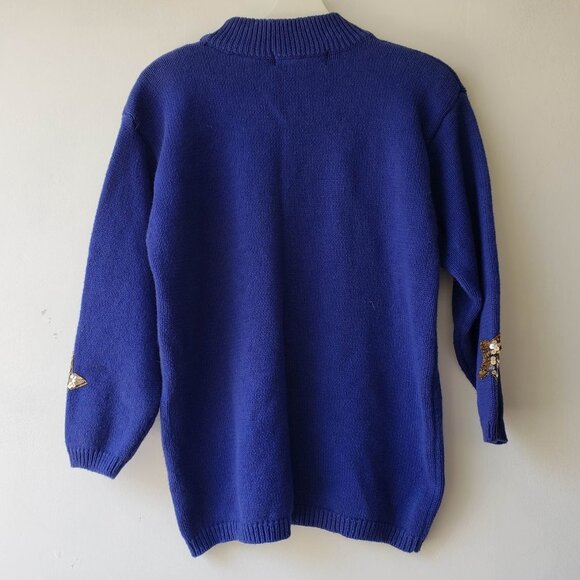Vintage Whimsigoth Cobalt Blue Constellation Star Celestial Knit Sweater - Picture 3 of 9